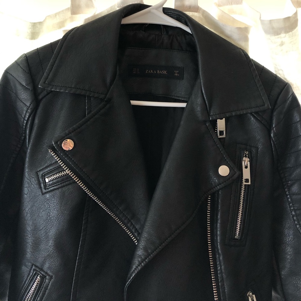 Zara Basic Leather Jacket - image 4